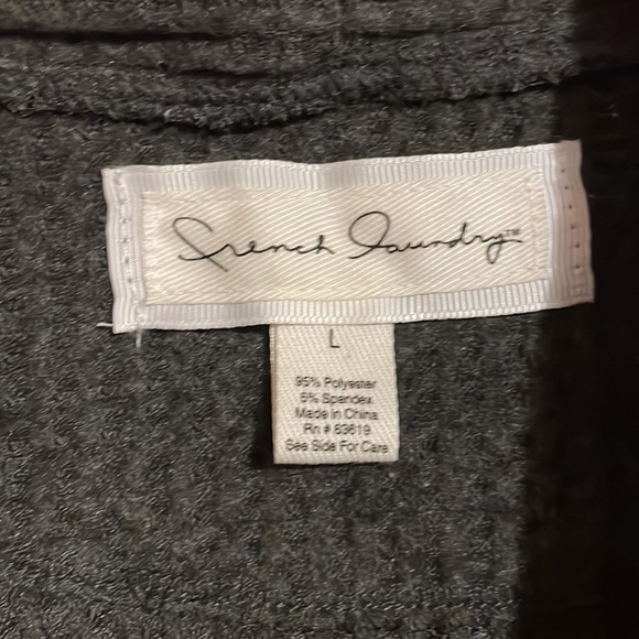 •FRENCH LAUNDRY•NWT GRAY WAFFLE KNIT OPEN FRONT WATERFALL CARDIGAN SIZE LARGE - Picture 3 of 7